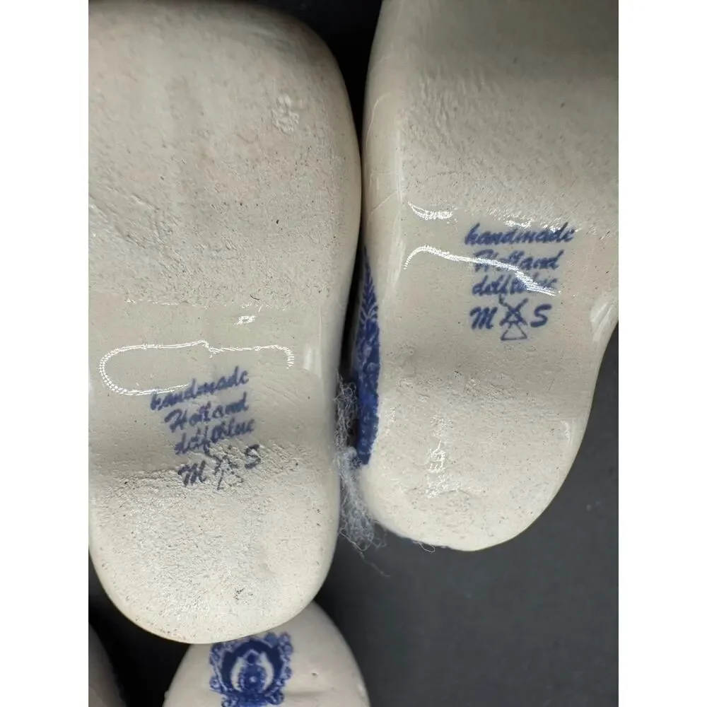 Miniature Holland Dutch Delft Blue/White Windmill Shoes Clogs Ornament 3 Pairs